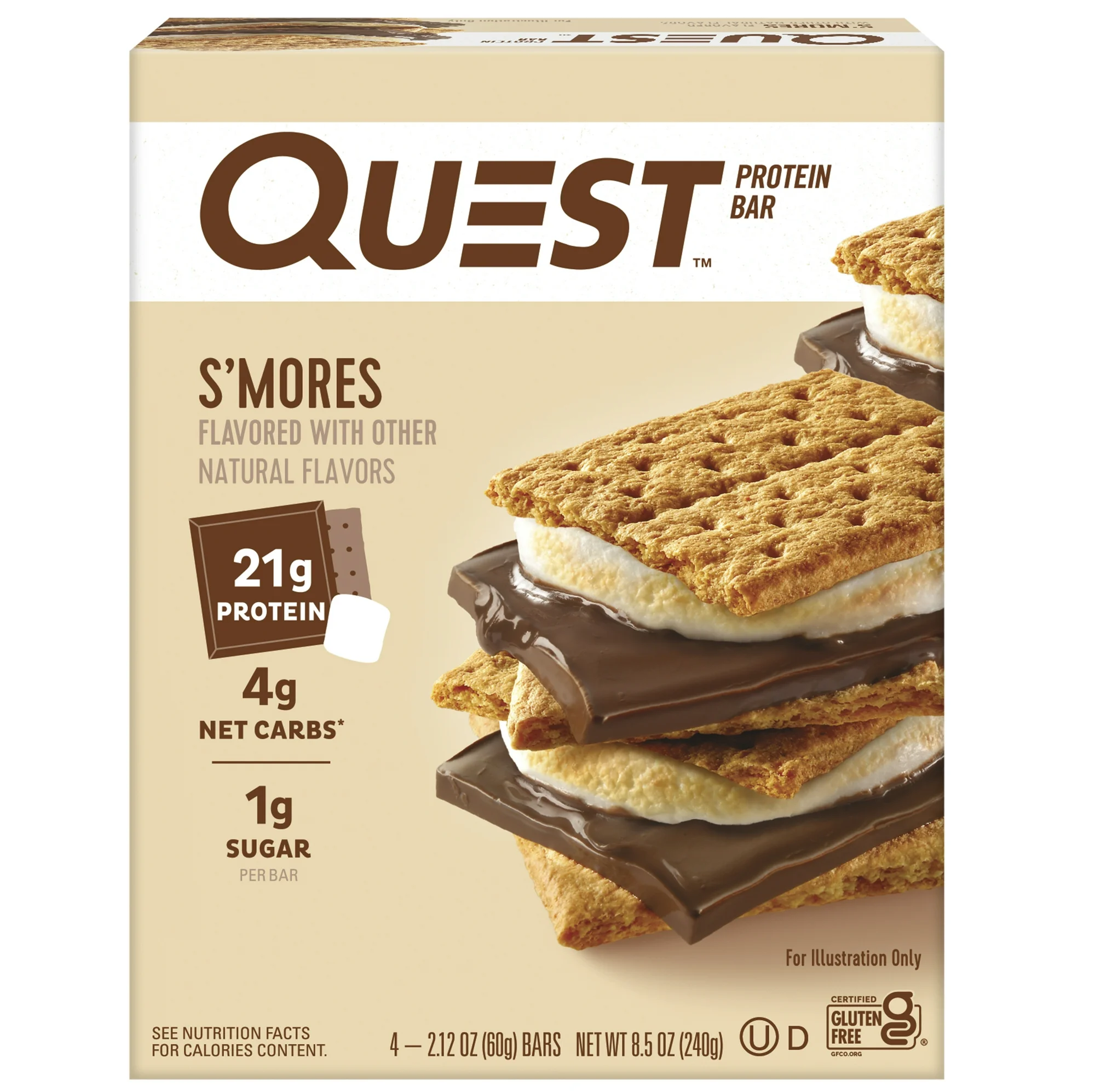 Quest Quest Protein Bar Smores 20G Protein Gluten Free 4 Count — Smores · 20g Protein · 4 ct