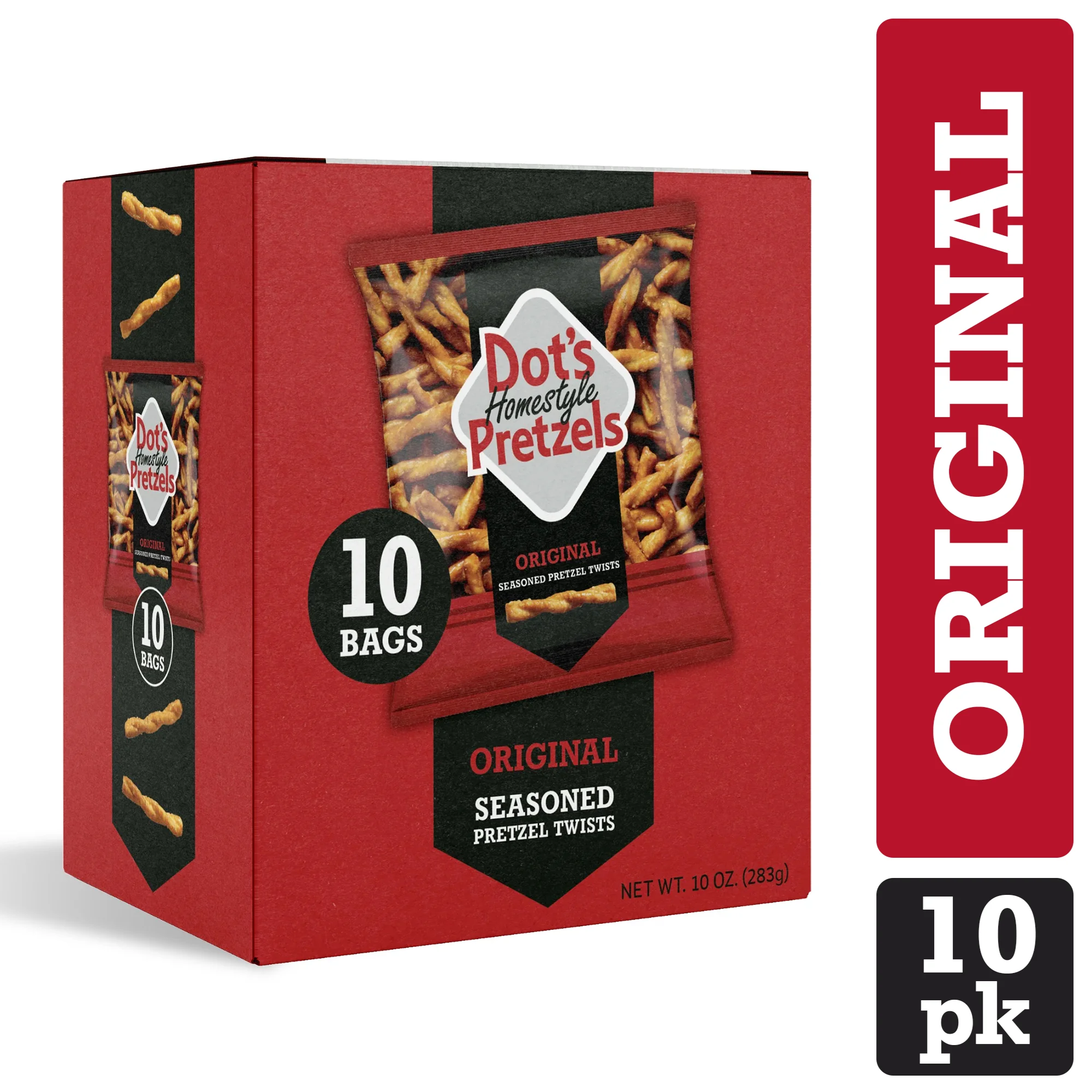 Dot's Pretzels Original Seasoned Pretzel Twist Multipack Snacks, 1 oz (10 Count)