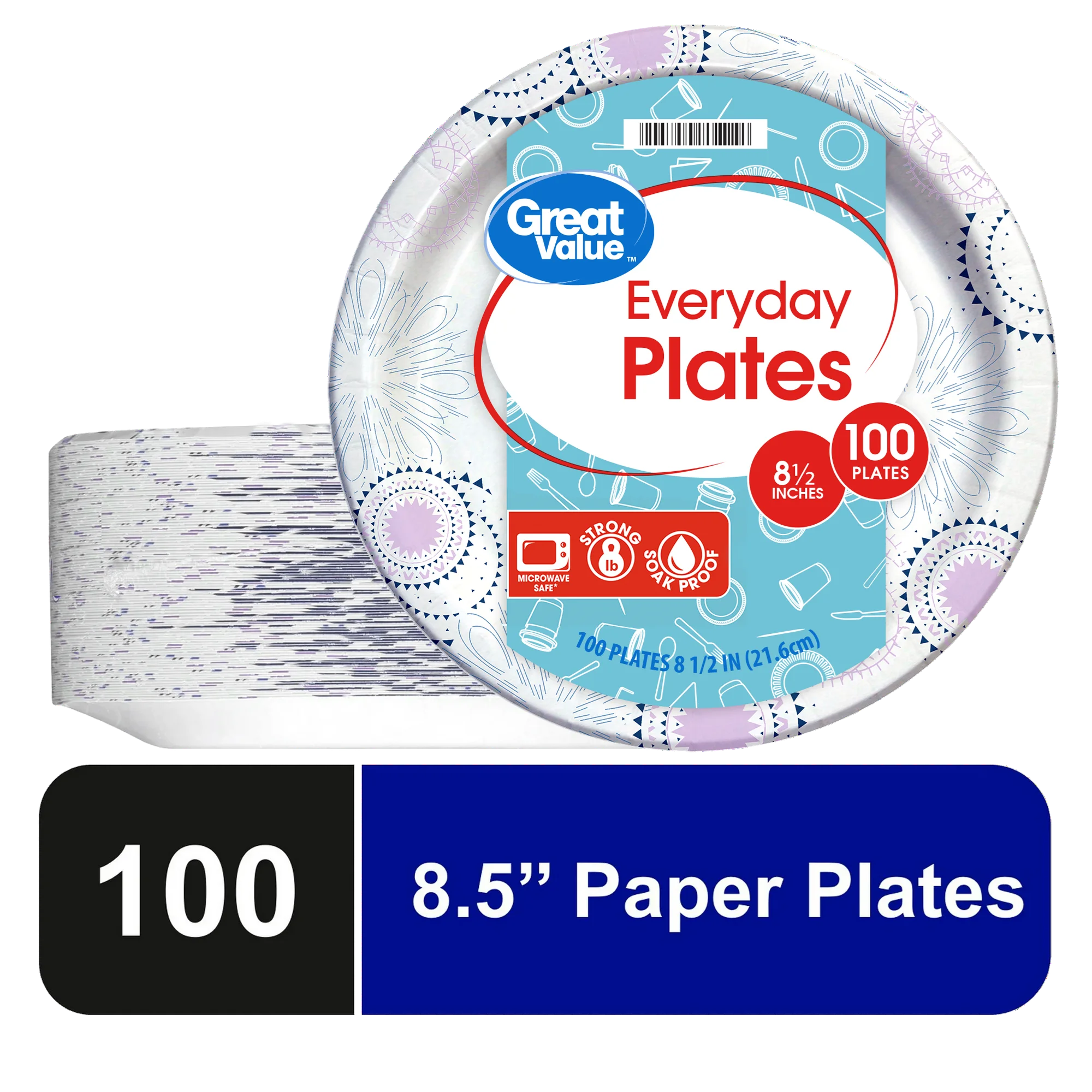 Great Value Everyday Disposable Paper Plates 8 5 100 Count — 8" · 100 ct (Pack of 2)