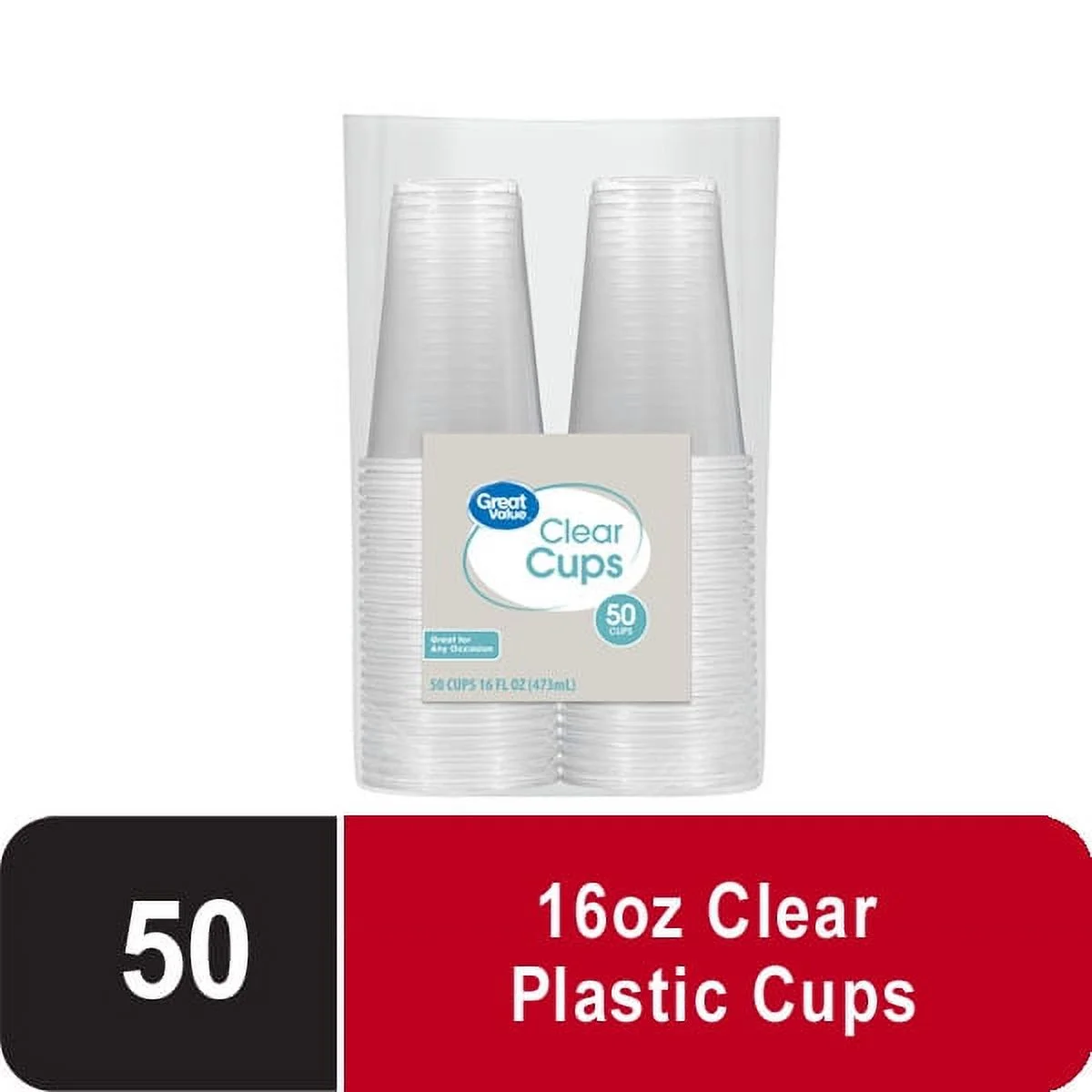 Great Value Great Value Cups Tableware 16 Ounce Clear 1 Pack 50 Count — 16 oz · 50 ct (Pack of 2)