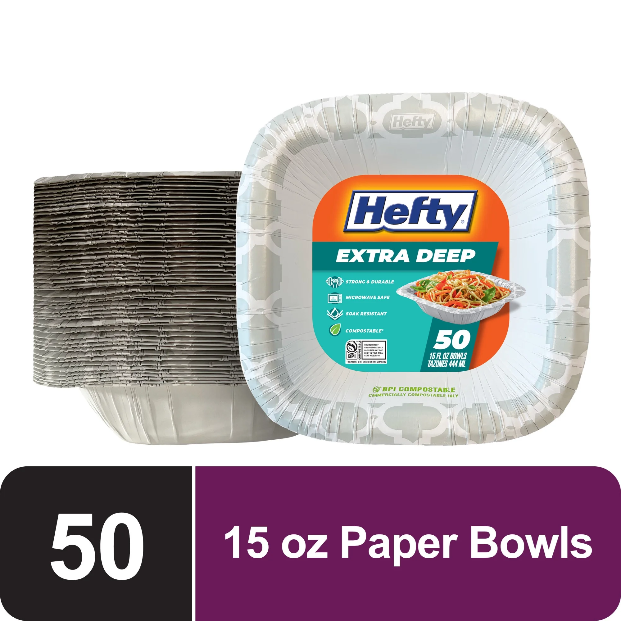Hefty Extra Deep Paper Bowls 50 Count 15 Fl Oz — 15 oz · 50 ct (Pack of 2)