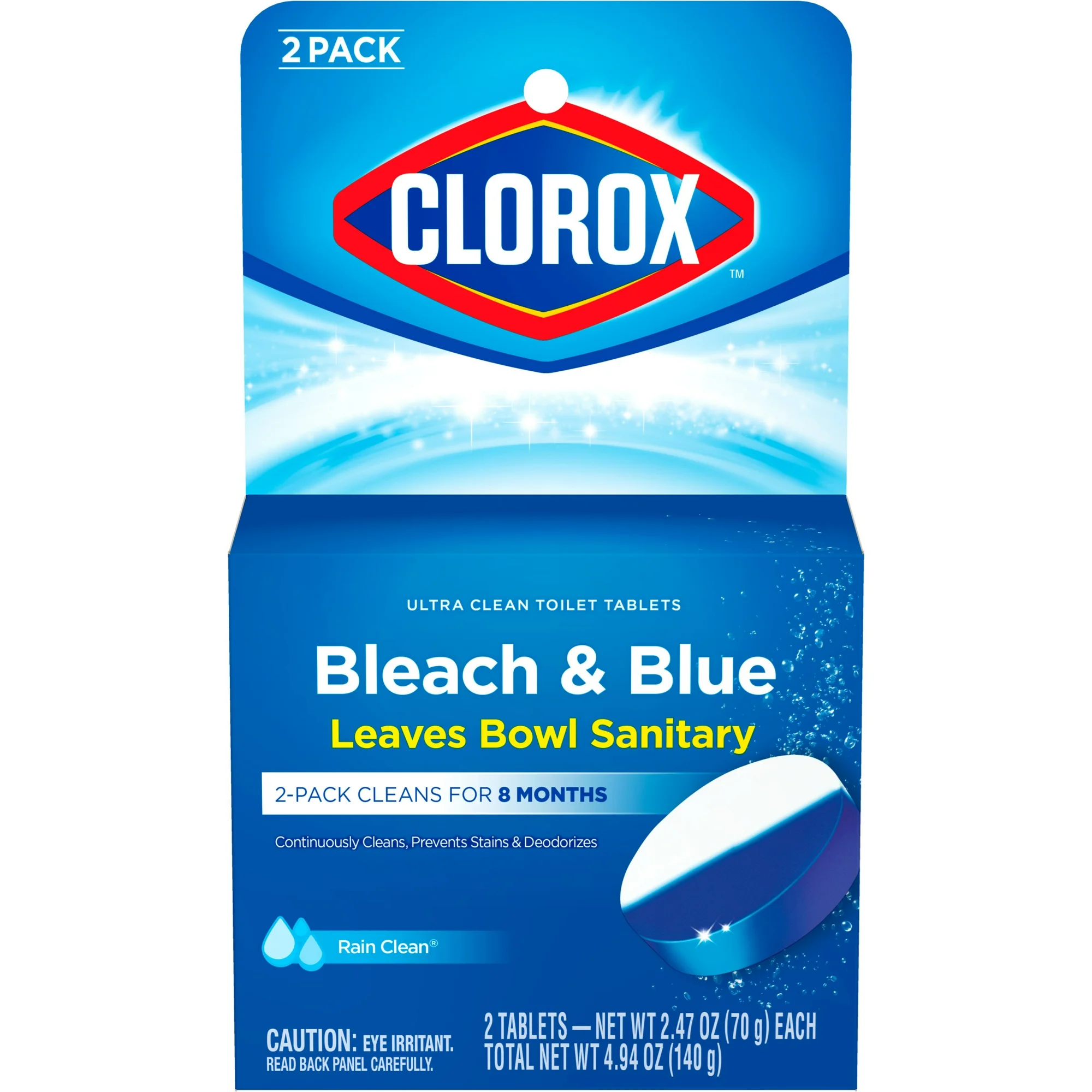 Clorox Clorox Bleach And Blue Toilet Bowl Cleaner Tablets Rain Clean — 2 ct (Pack of 2)