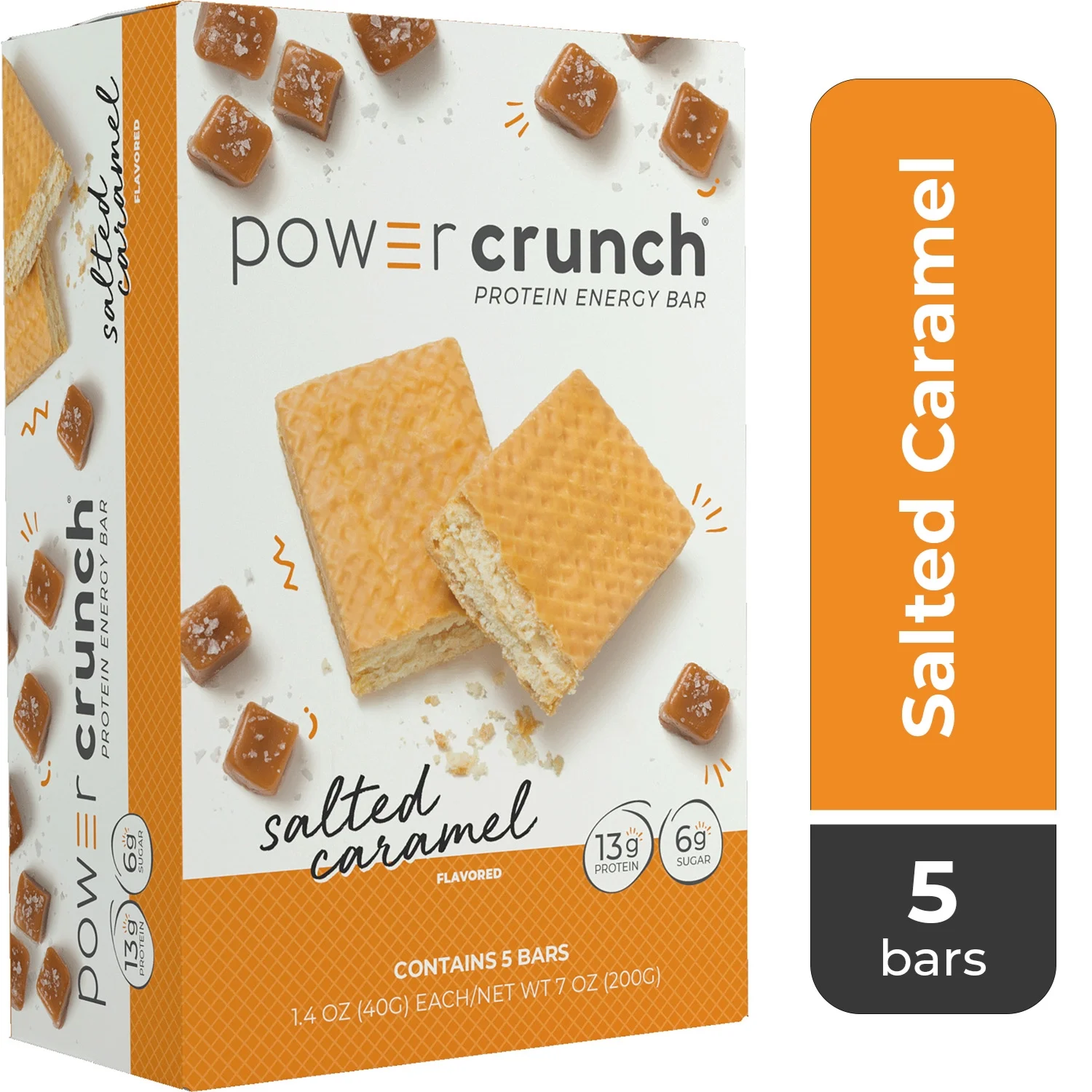 Power Crunch Original Protein Energy Bars, Salted Caramel, 1.4 oz, 5 Count