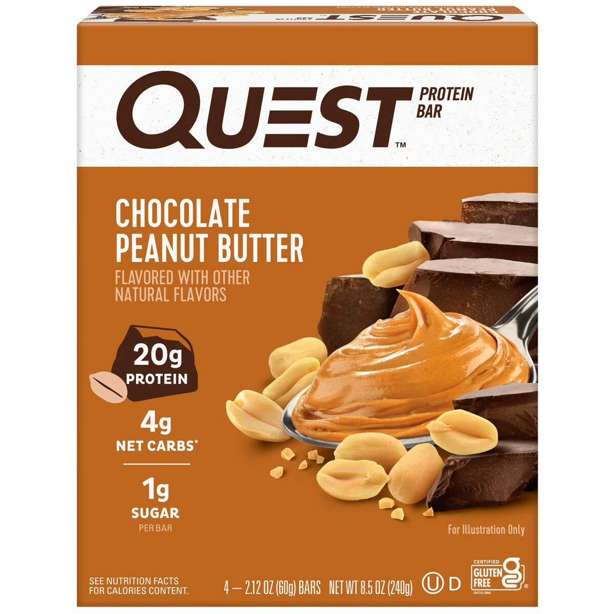 Quest Quest Protein Bar Gluten Free Chocolate Peanut Butter 20G Protein 2 12Oz 4 Count — Chocolate Peanut Butter · 20g Protein · 4 ct · 12 oz
