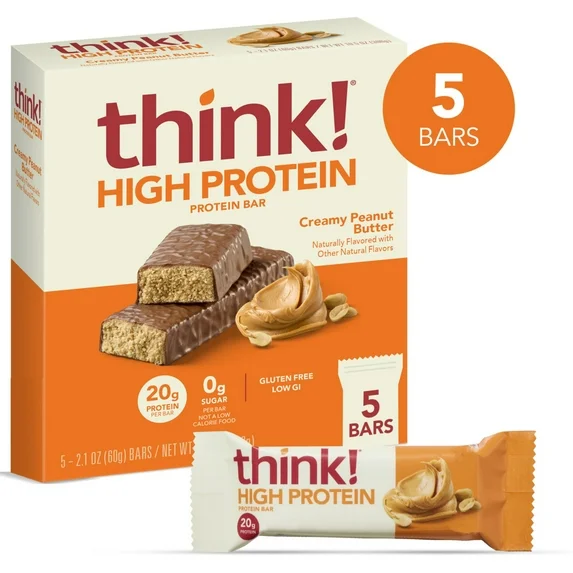 think! Think Creamy Peanut Butter High Protein Bars Gluten Free 5 Count 10 5 Oz — Creamy Peanut Butter · 5 ct · 5 oz