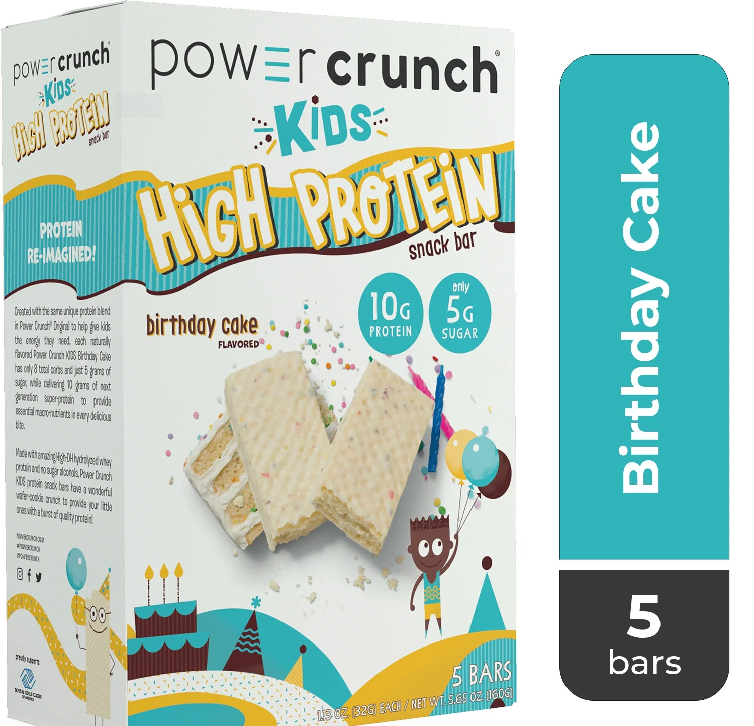 Power Crunch Power Crunch Kids High Protein Snack Bars Birthday Cake 1 13 Oz 5 Count — Birthday Cake · 5 ct · 13 oz