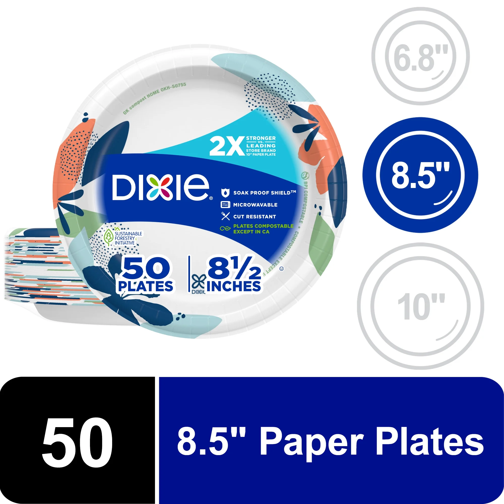 Dixie Everyday Disposable Paper Plates 8 5 Multi Color 50 Count — 8" · 50 ct (Pack of 2)