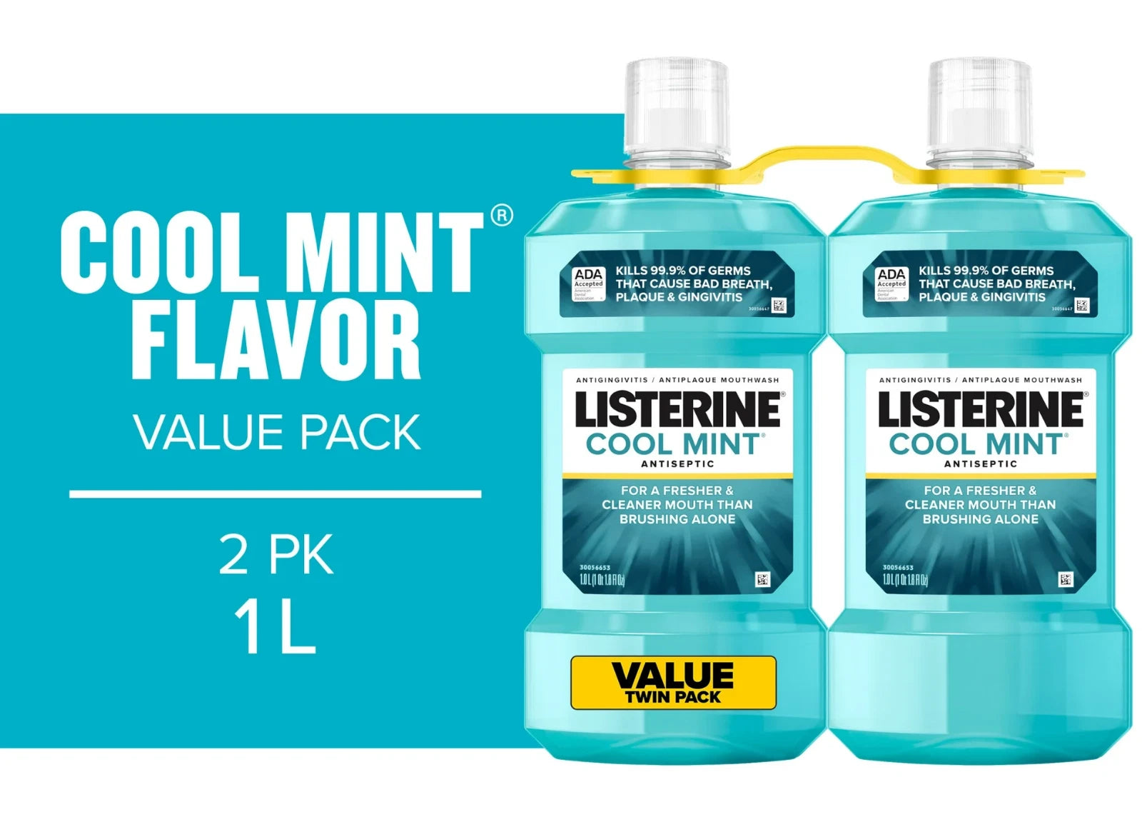 Listerine Cool Mint Antiseptic Mouthwash 33.8 Fl. Oz, Pack of 2