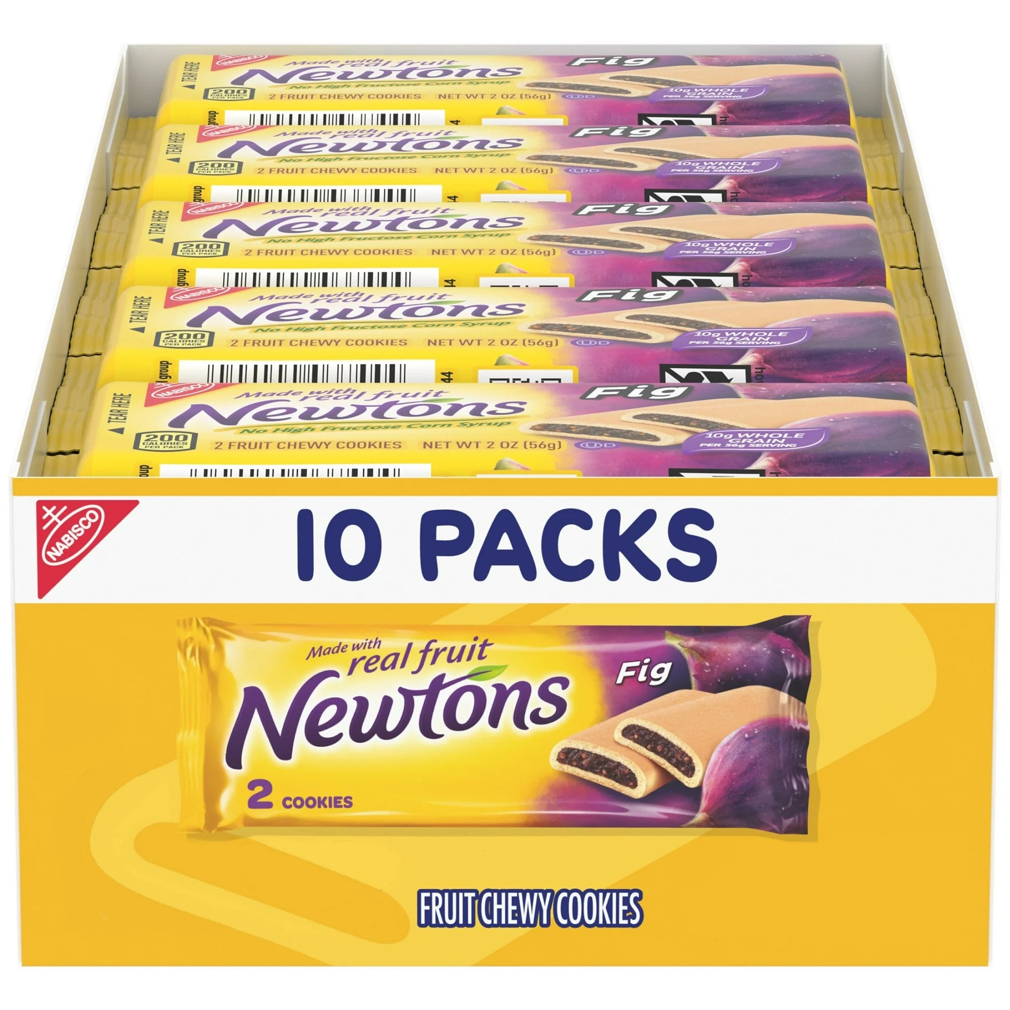 Newtons Fig Bars, Soft Fruit Chewy Cookies, School Snacks, 10 Snack Packs (2 Cookies Per Pack)