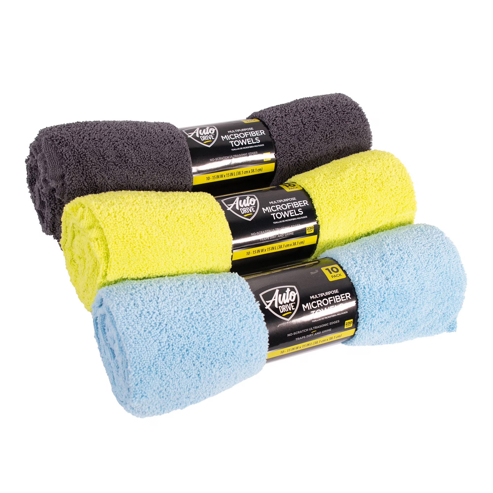 Auto Drive Auto Drive Car Wash Microfiber Towel 10 Count 15 X 15 Yellow (Pack of 2) — 10 ct